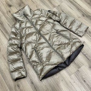 Bernardo Puffer Jacket Size Medium Metallic Zip Up Down Quilted Bronze Primaloft